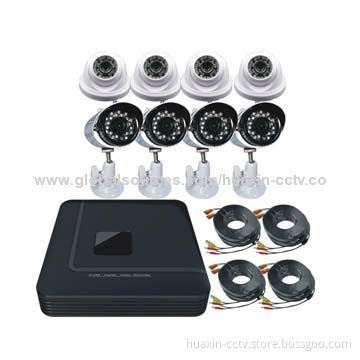 CCTV H.264 CCTV Kit with 8-channel DVR, 8 Cameras and 1/4-inch Color COMS Image Sensor